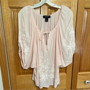Karen Kane ballet pink embroidered peasant blouse.Size L. Dolman sleeve …